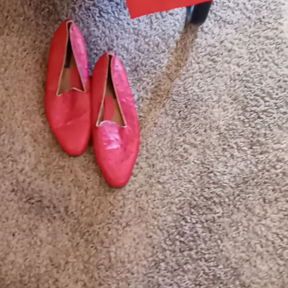 Red ostrich shoes